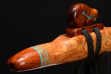 Olive Burl Native American Flute, Minor, Mid G-4, #F39K